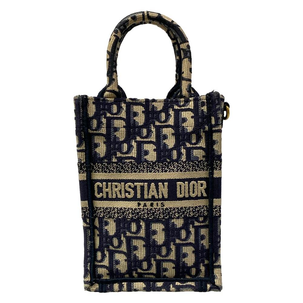 Christian Dior Book Tote Mini Phone Bag Tote Bag Dark Navy Cream